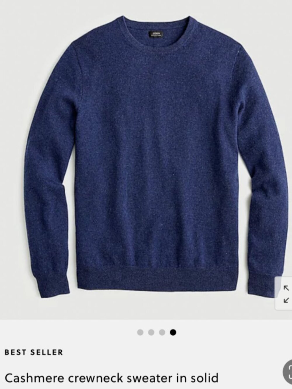 NWT J.Crew Cashmere crewneck sweater in solid Navy Blue